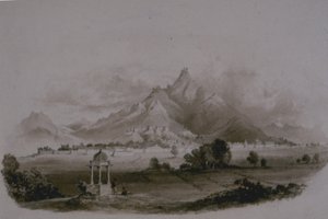 Saloombra (Salumbar, Udaipur State) (lápis e lavagem no papel) de English School English School